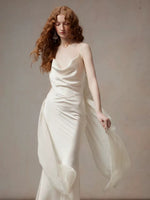 Beige Satin Drape Dress