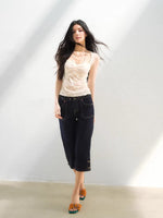 Studded Cropped Denim Pants