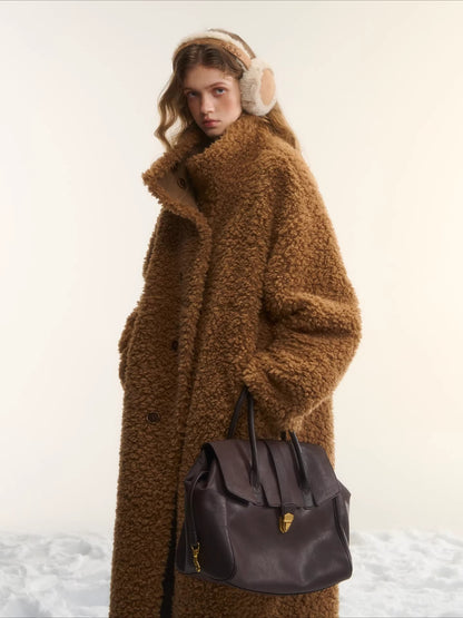 Two-Way Reversible Shearling Wool Coat