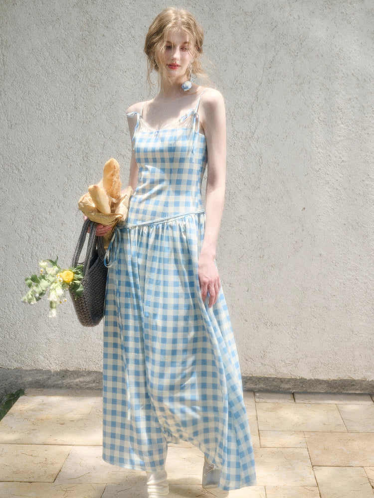 Lace Fake Two-Piece Pleated Patchwork Dress