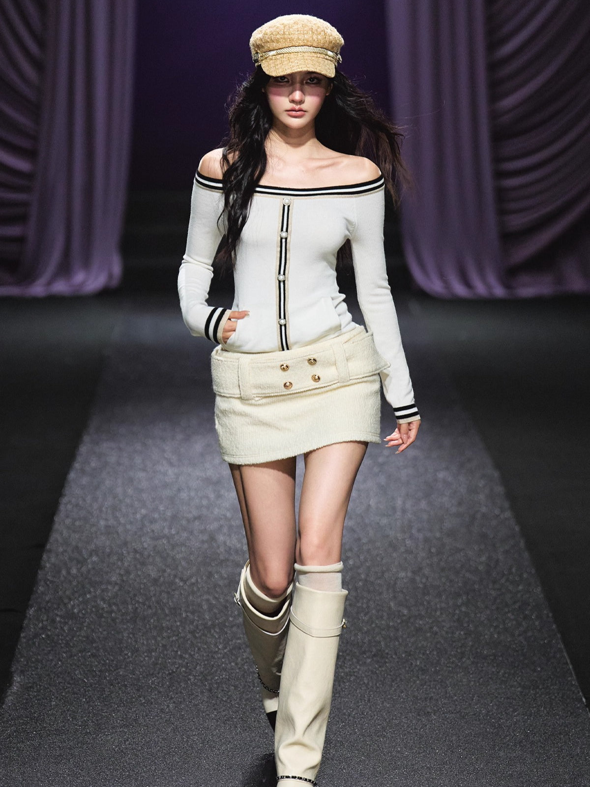 Off-Shoulder Wool Knit Top