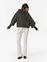 Shearling Collar Wool Cashmere Cape Coat