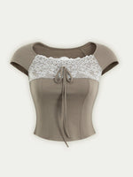 Lace Trim Short Sleeve T-shirt