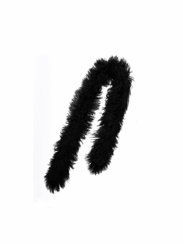 Ombre Shearling Wool Long Scarf