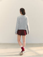 Crew Neck Dalmatian Jacquard Knit Cardigan