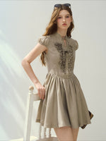 White & Green Island Diary Dress