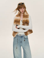Vintage Tie Front Faux Fur Vest