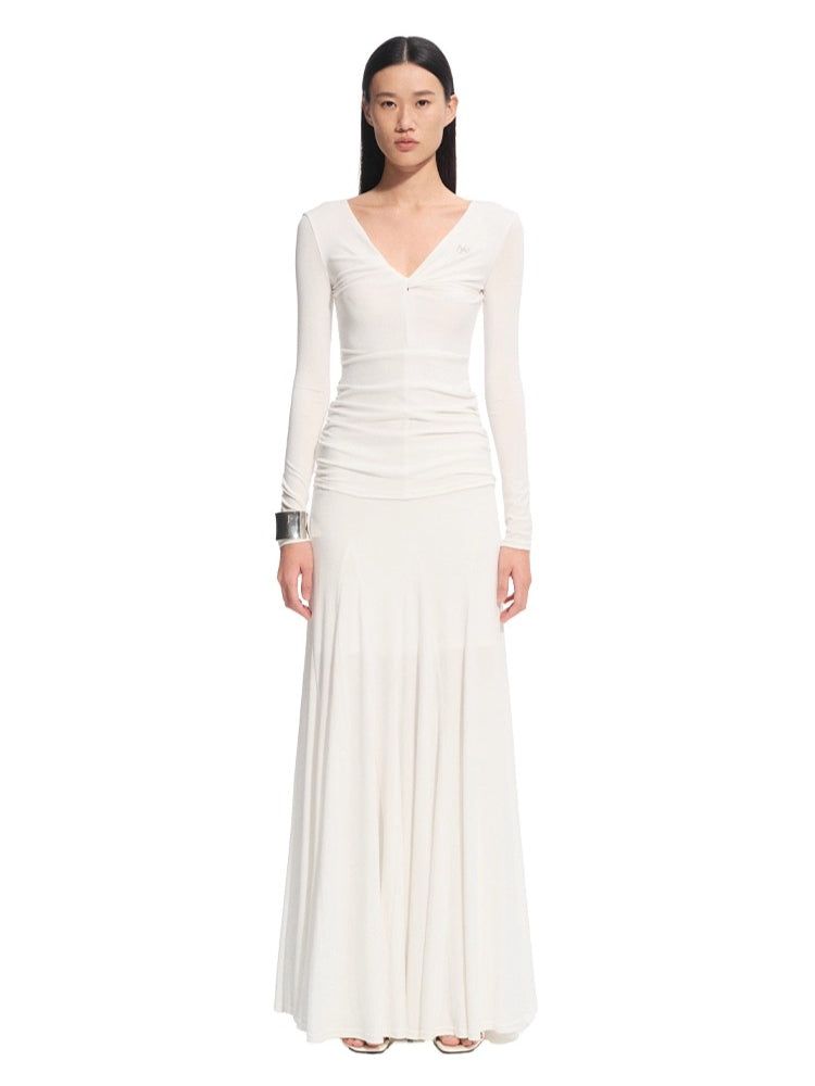 Wisteria Knotted V-Neck Dress