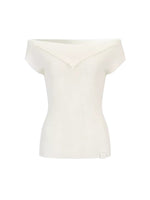 Layered Collar Off-Shoulder Knit Top