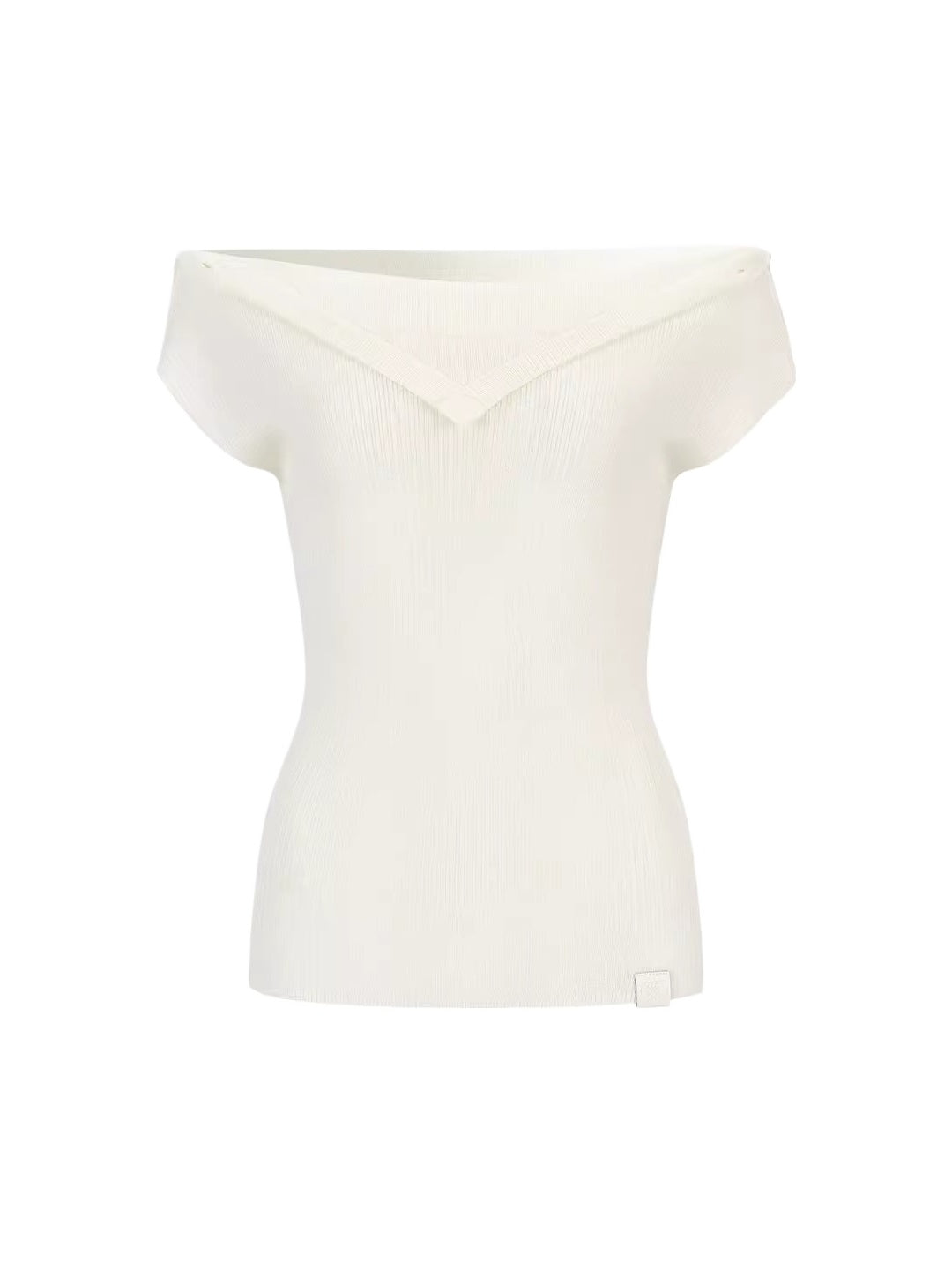 Layered Collar Off-Shoulder Knit Top