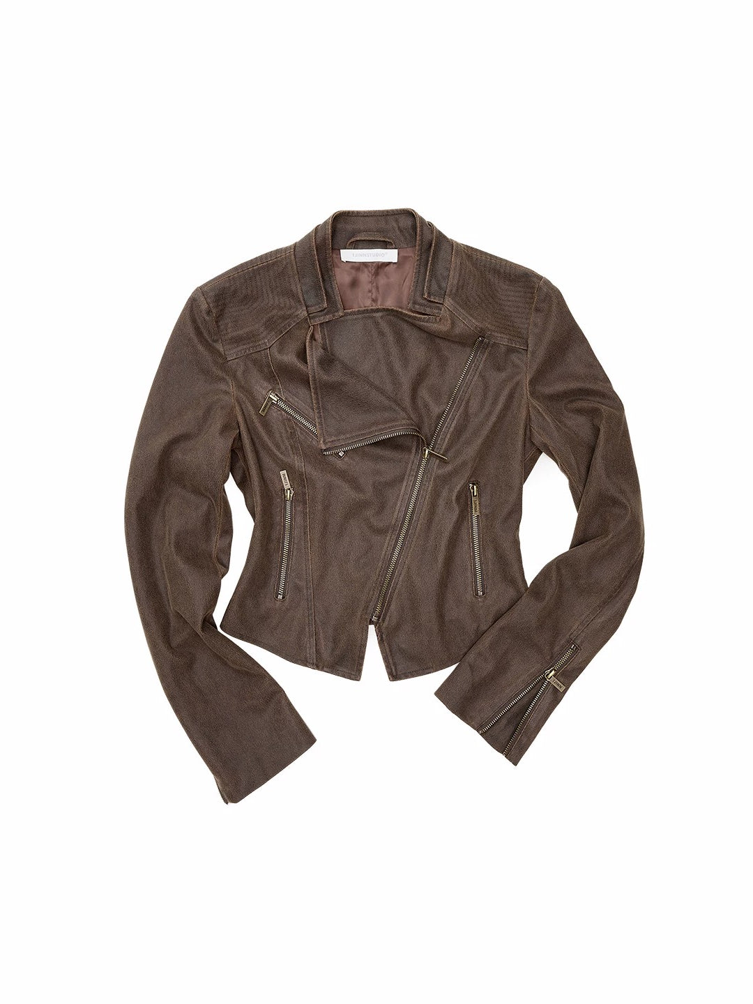 Double-Collar Faux Leather Jacket