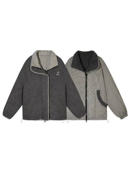 Reversible Shearling Plaid Jacket
