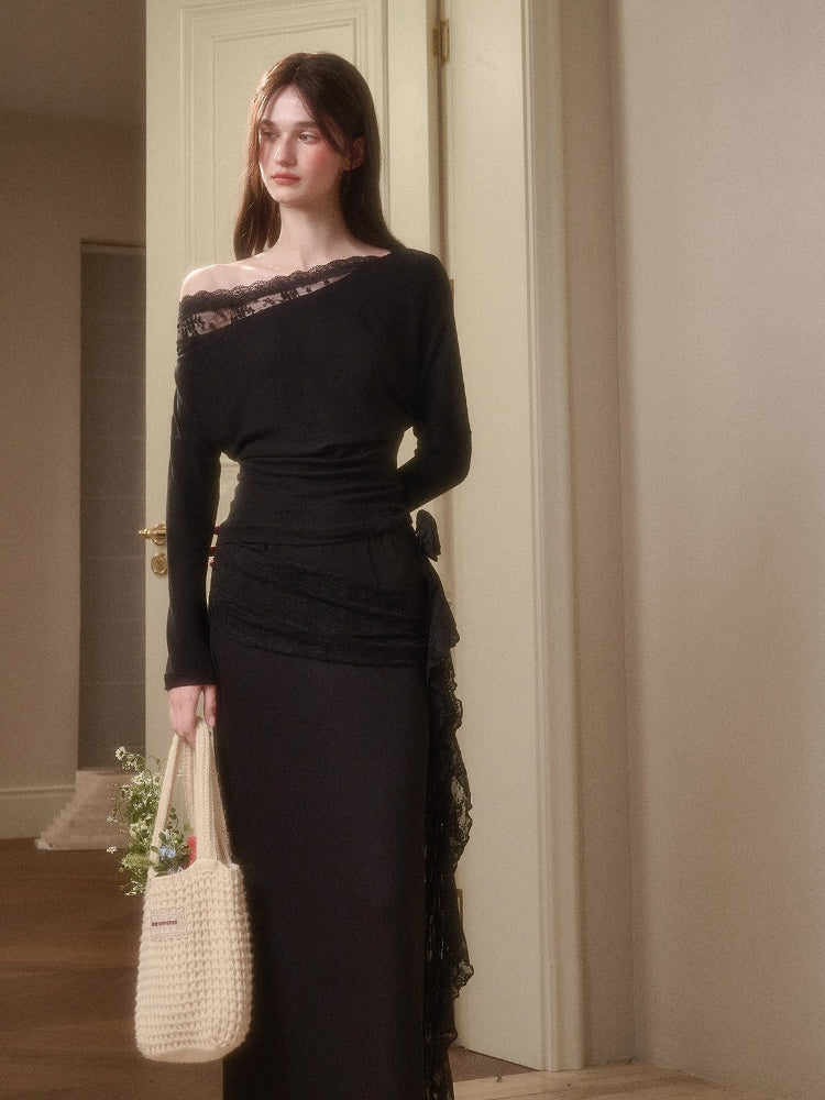 Breathe Lace Off-Shoulder Blouse &amp; Skirt Set