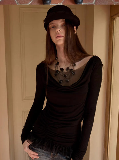 Draped Mesh Layered Top