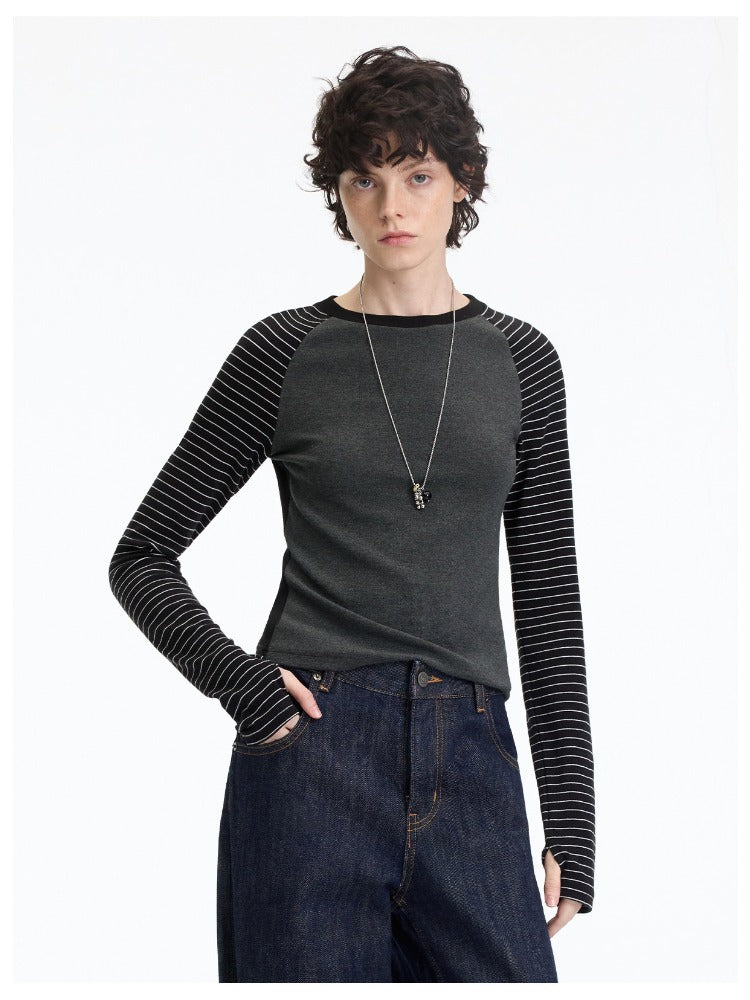Contrast Raglan Slim Top