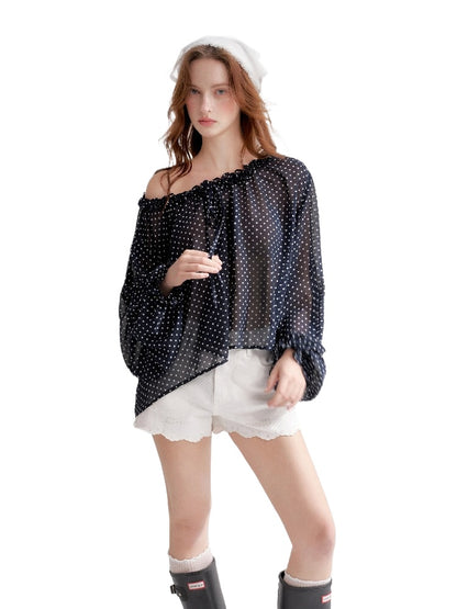 Polka Dot Bardot Blouse