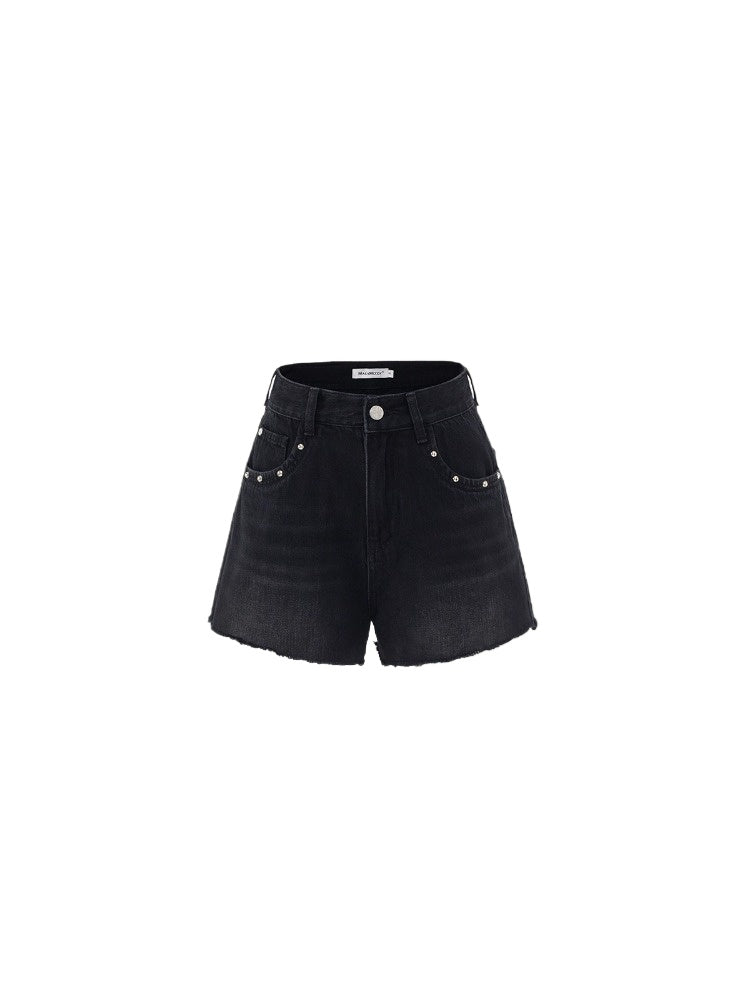 Star Denim Fringe Shorts