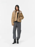 Warm Camel Fur Collar Cotton Coat
