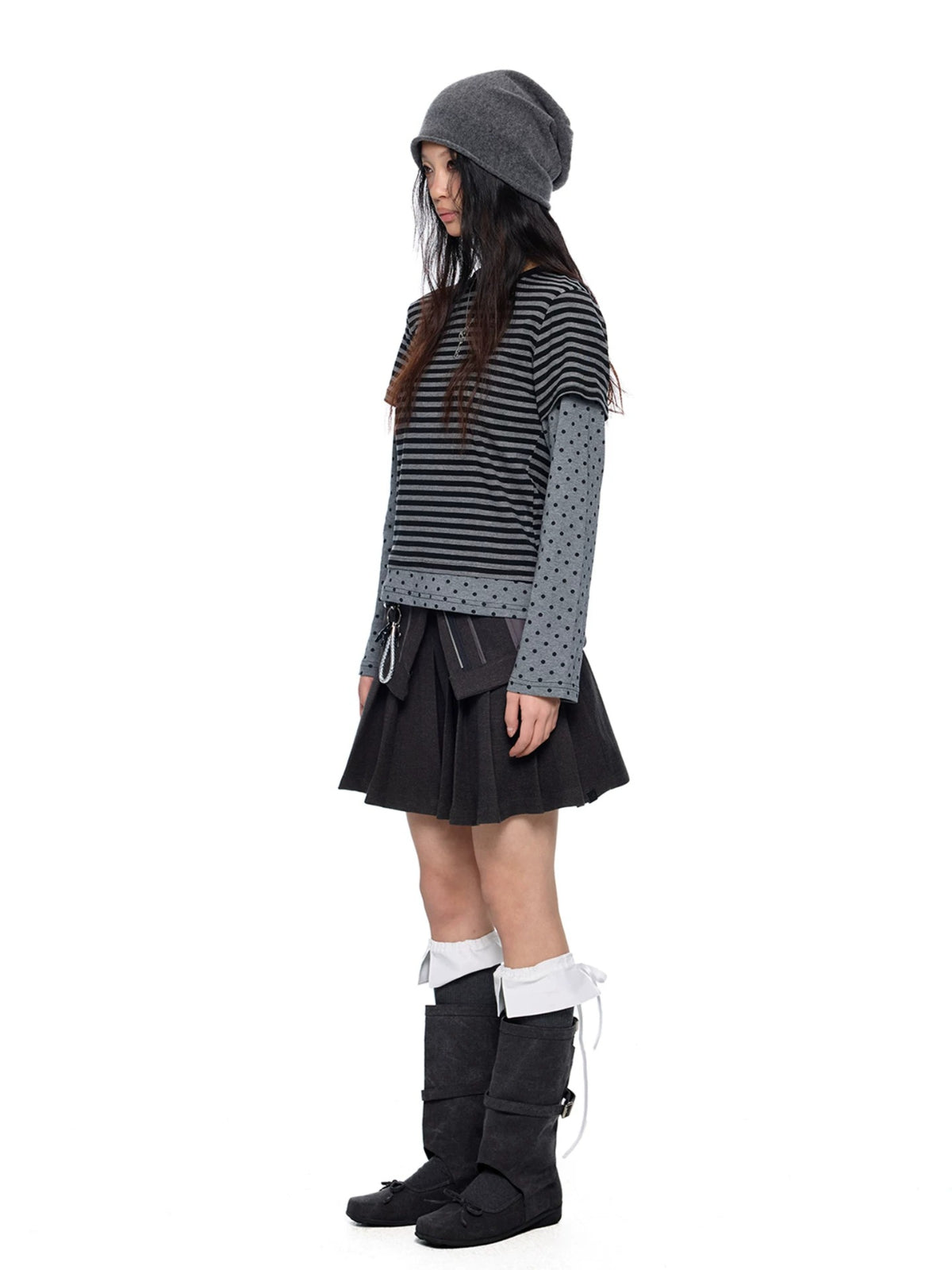 Polka Dot Striped Layered Top