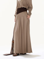 Khaki Off Shoulder Draped Top & Skirt Set
