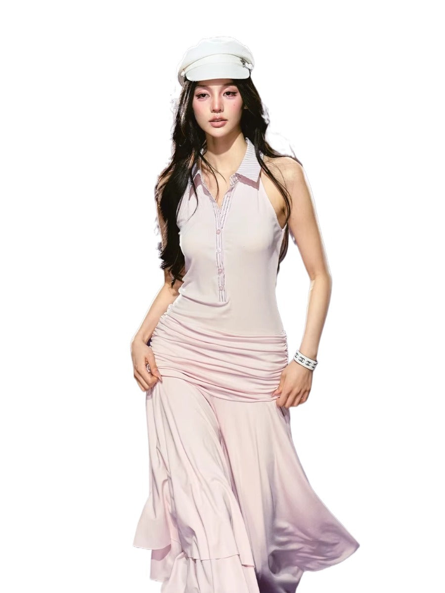 Shirt Collar Vest Dress