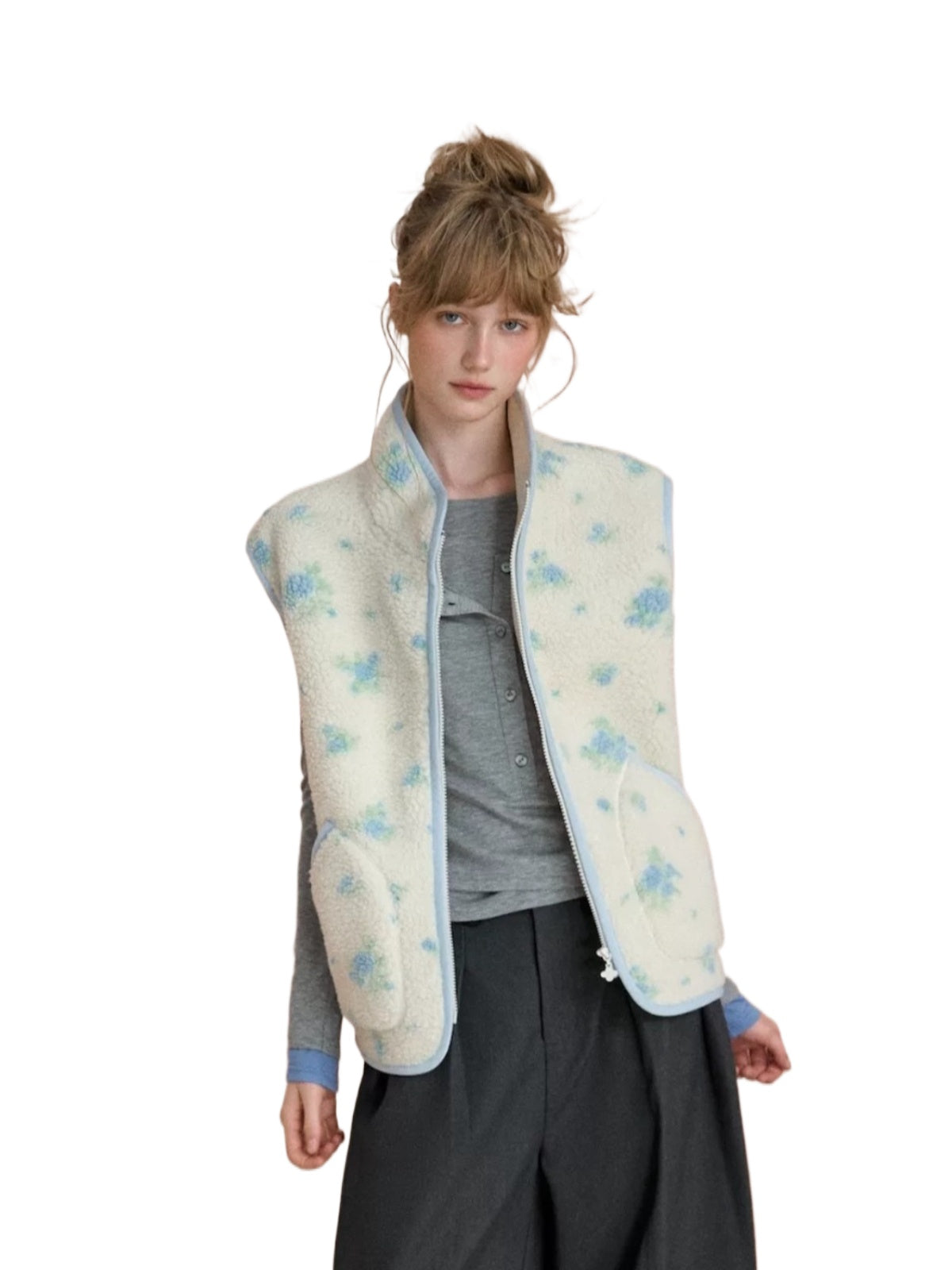 Floral Sherpa Fleece Vest