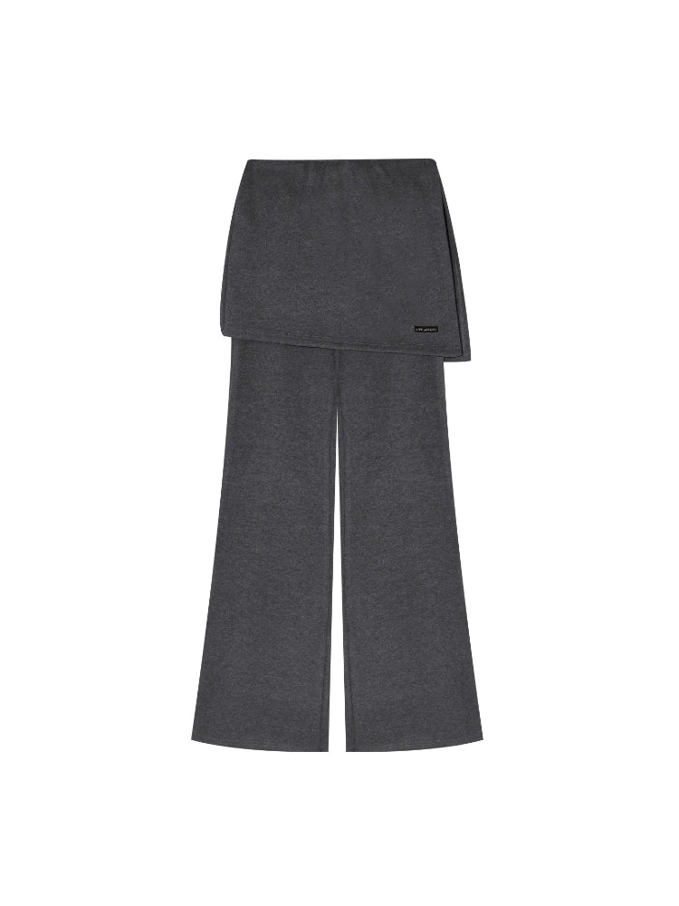Mock Two-Piece Knit Flare Pants