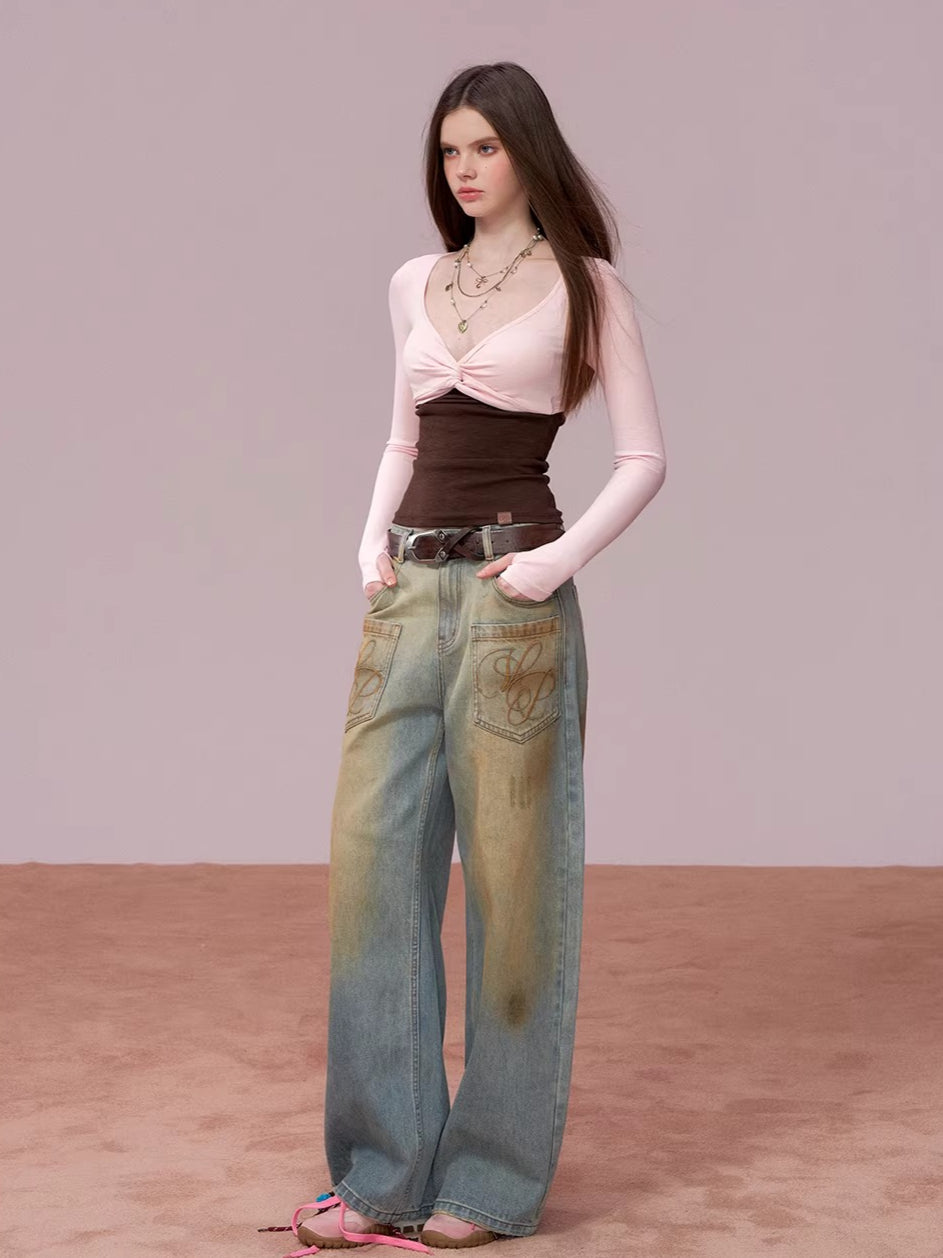 Bandeau Faux Two-Piece Top