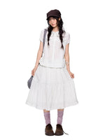 Polka Dot Collar Shirt & Skirt Set