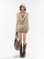 Apricot Lace Layered Bodycon Dress