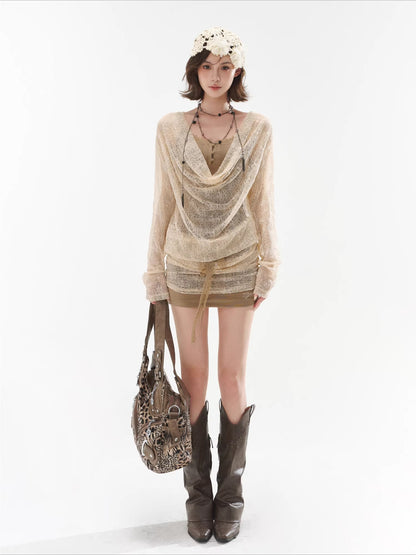 Apricot Lace Layered Bodycon Dress