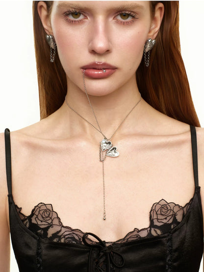 Heart Tassel Y Necklace