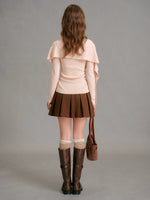 Wool Blend Cape Shoulder Knit Top