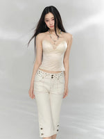 Studded Cropped Denim Pants