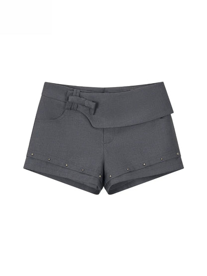 Deconstructed Studded Suit Shorts