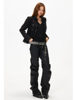 Punk Ruched Stacked Pants