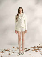 Vintage Shoulder-Pad Waist-Cinching Blazer & Shorts Set