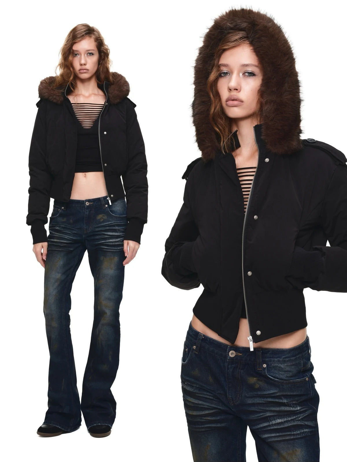 Rhinestone Cutout V-Neck Long Sleeve Top