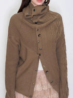 Convertible High Collar Knit Cardigan