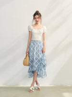 Irregular Ruffle  Top & Midi Skirt Set