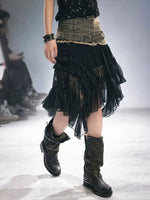 Lace Denim Skirt