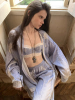 Stripe Shirt Corset Pants Set
