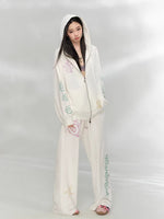 Green & Beige Printed Hoodie Set