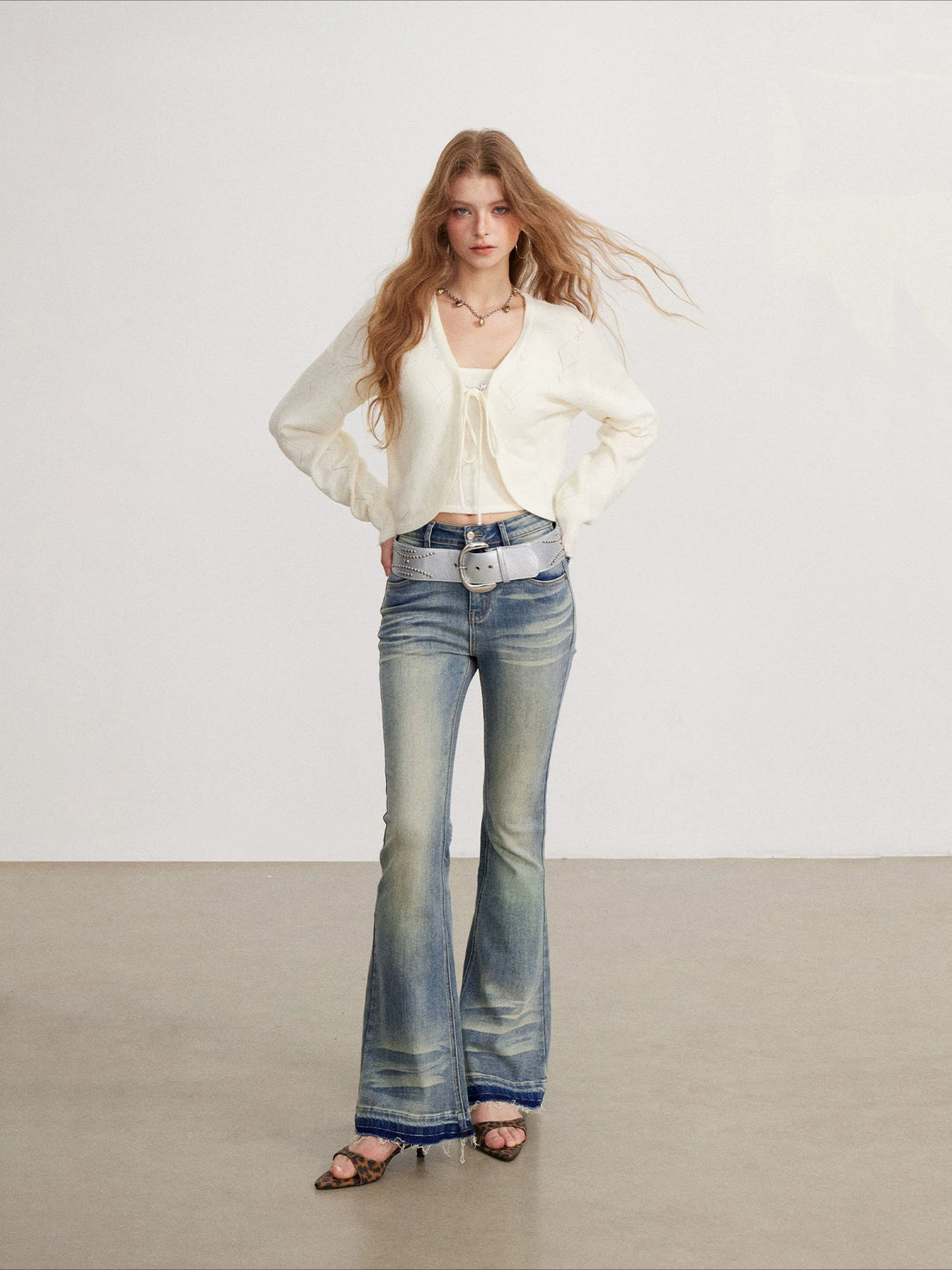 Blue Washed Flare Jeans