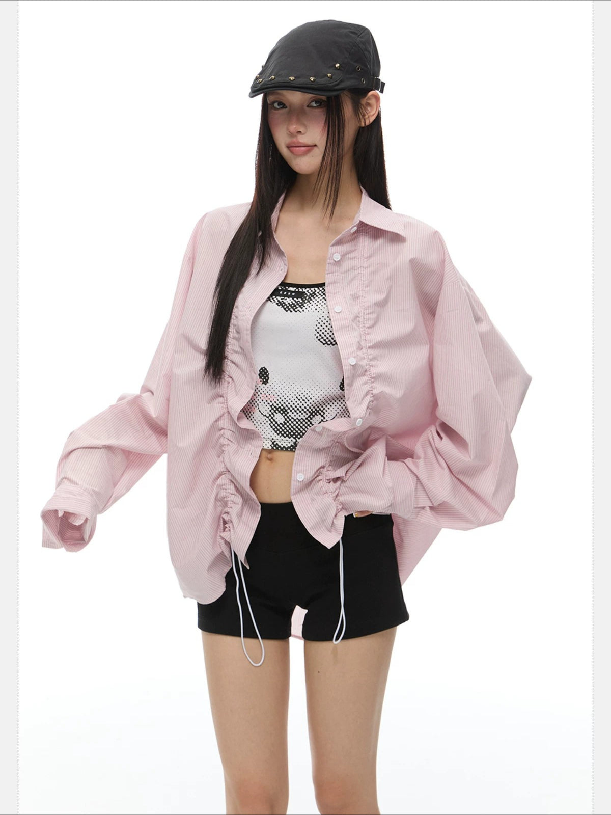 Stripe Drawstring Shirt