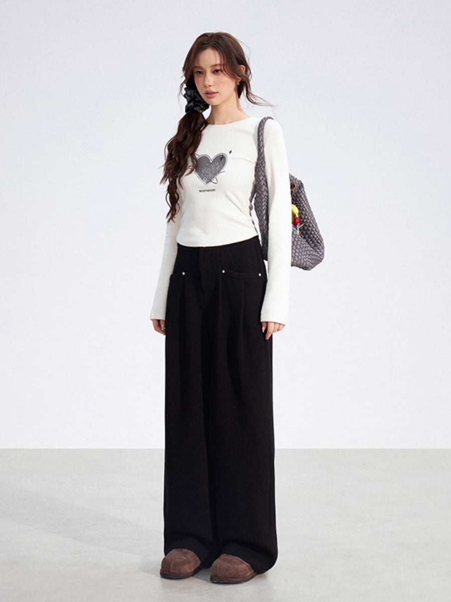 Chenille Fleece Wide-Leg Pants