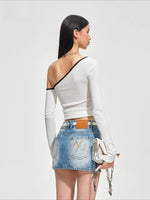 Sculptural Twist Asymmetric Knit Top