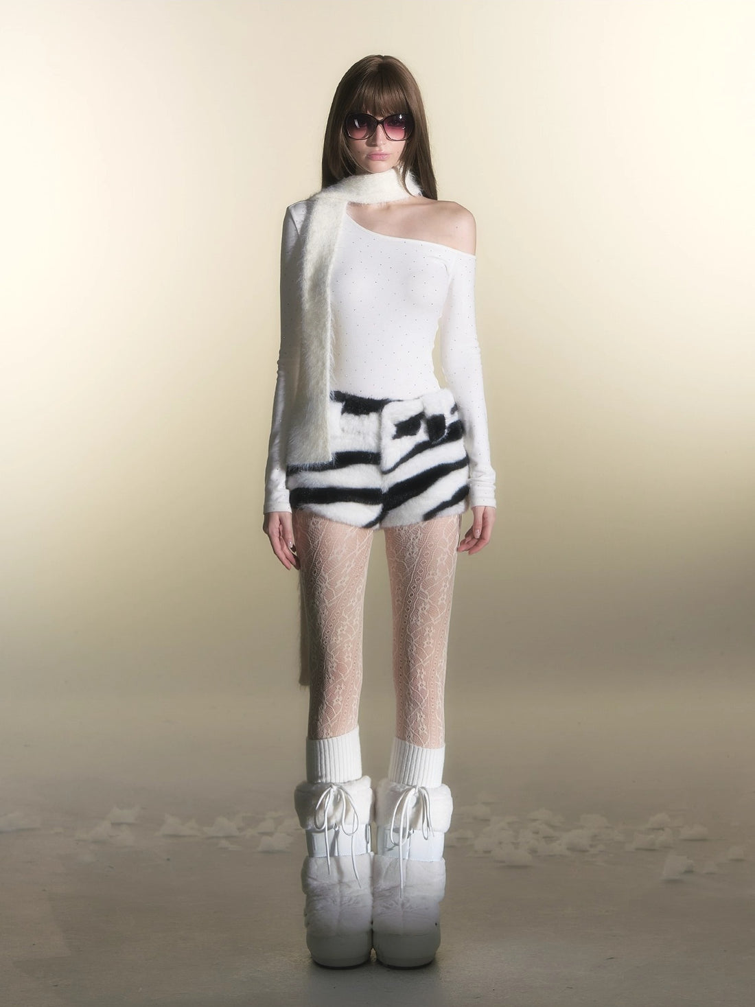 Zebra Print Faux Fur Shorts