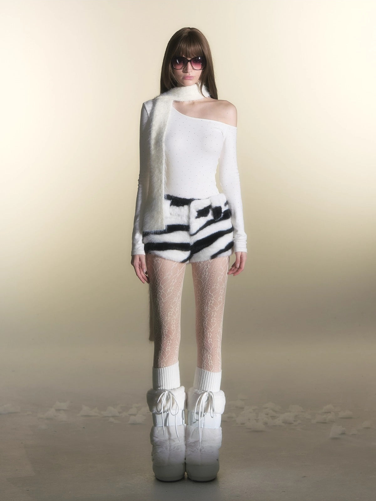 Zebra Print Faux Fur Shorts