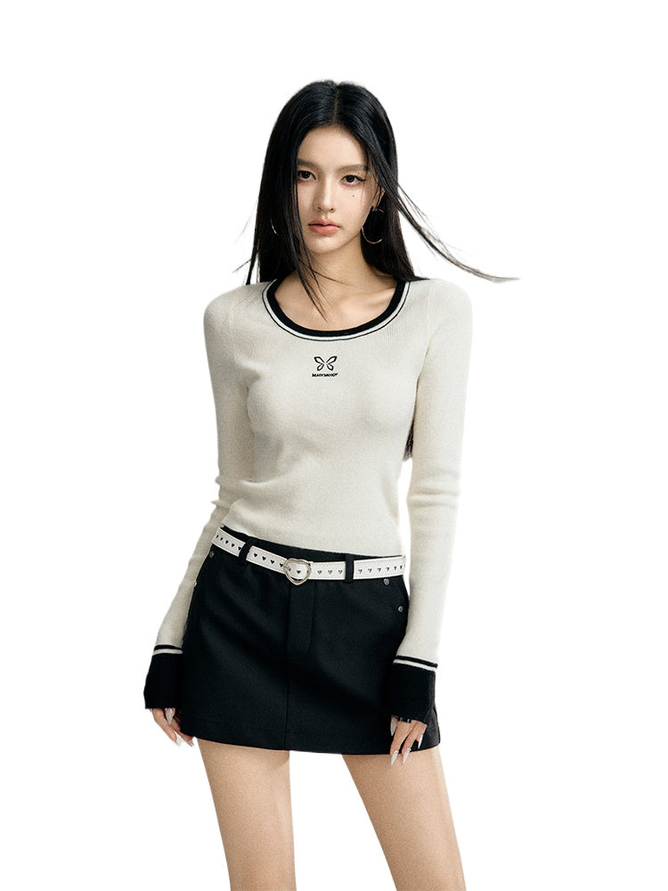 Black &amp; Beige Butterfly Printed Sweater